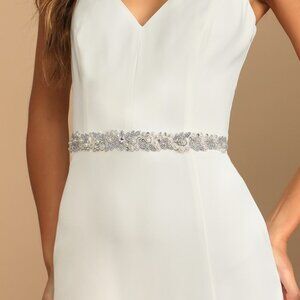 Lulus Sweetest Ending Silver Rhinestone And Pearl Bridal Belt